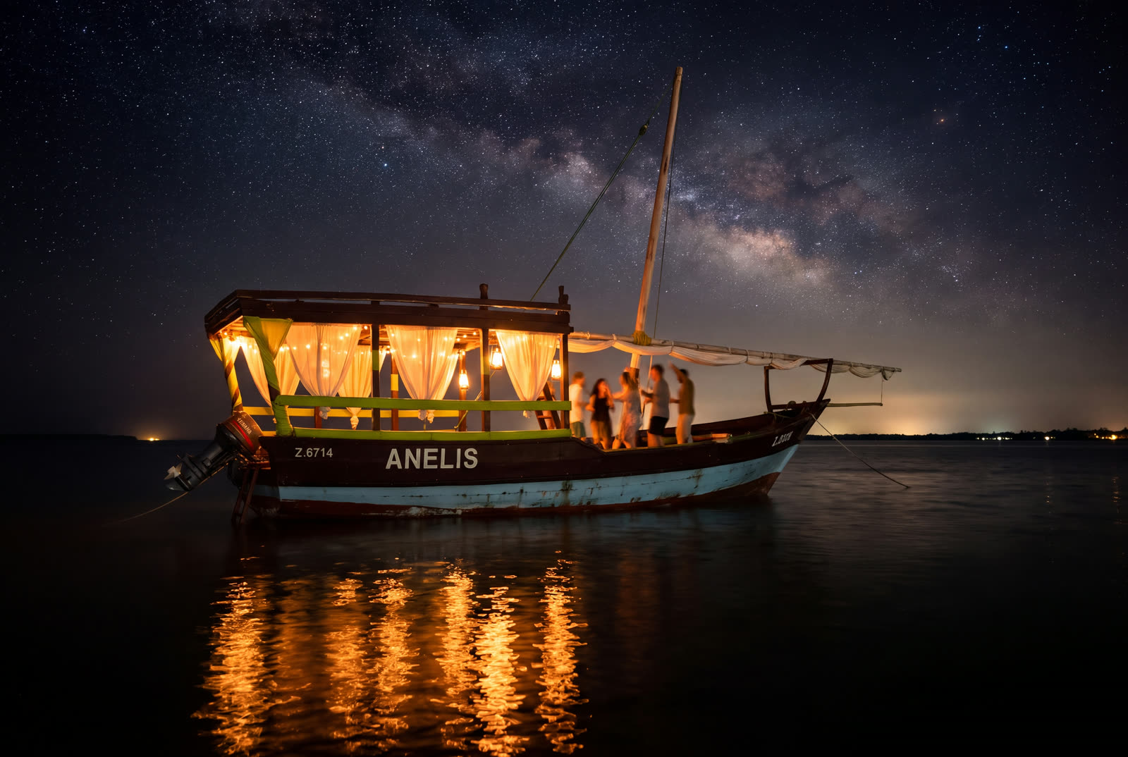 Boat party night in Zanzibar, on a traditional dhow