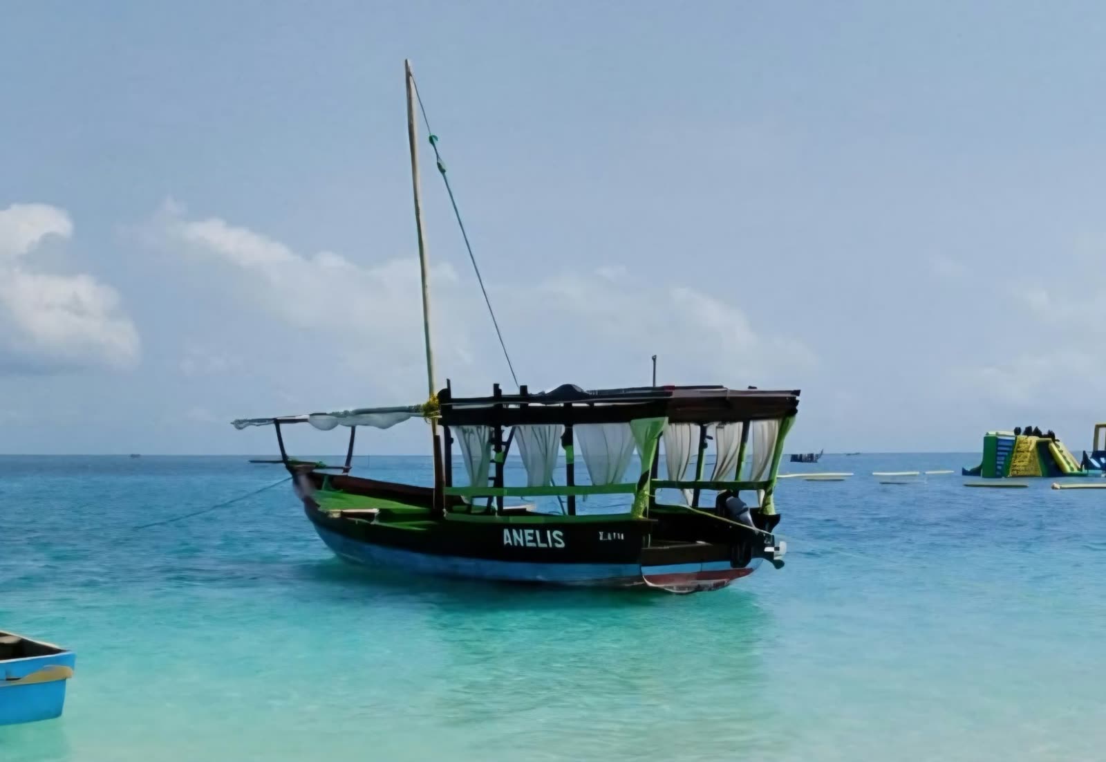 The real ANELIS dhow anchored at Nungwi beach